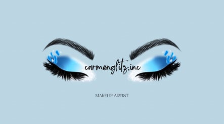 Artistic makeup eyes at Carmenglitz.inc, New York, New York, US showcasing vibrant blue and black design.