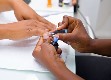 Manicure service at Garra Beauty Spa in Simpsonbay, SX, showcasing professional nail care.