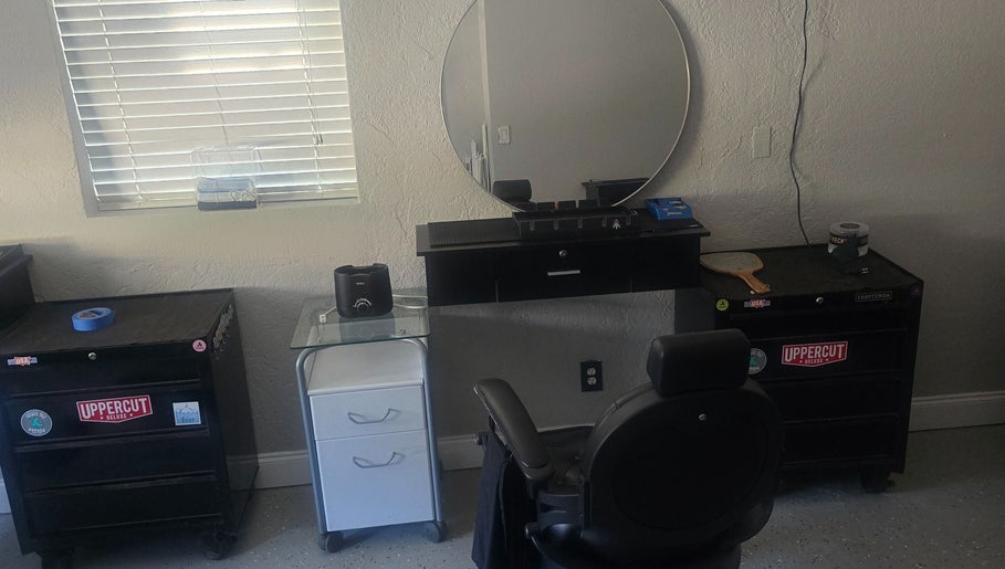 G.Y.M Grooming BarberSpa's stylish salon setup in St. Petersburg, Florida, US with modern decor and tools.