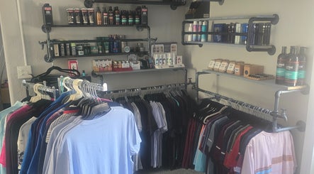 Clothing and grooming products at G.Y.M Grooming BarberSpa in St. Petersburg, Florida, US.