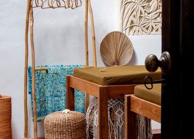 Serene relaxation room at Asia Spa Lanzarote in Teguise, Canarias, ES, featuring elegant wooden decor.