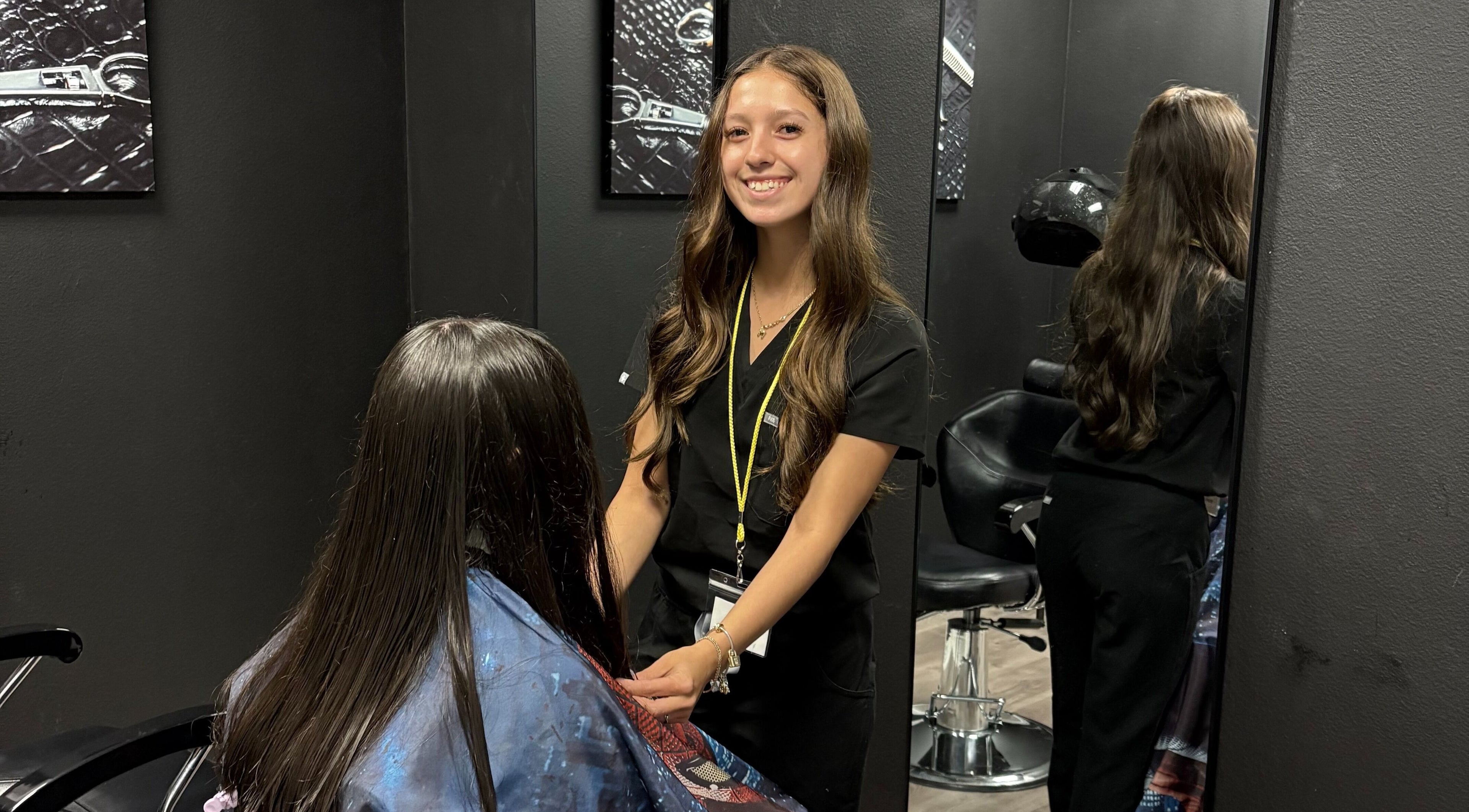 A stylist at 3D Lash & Brow Salon and Academy (Forney) beautifying a client in Forney, Texas, US.