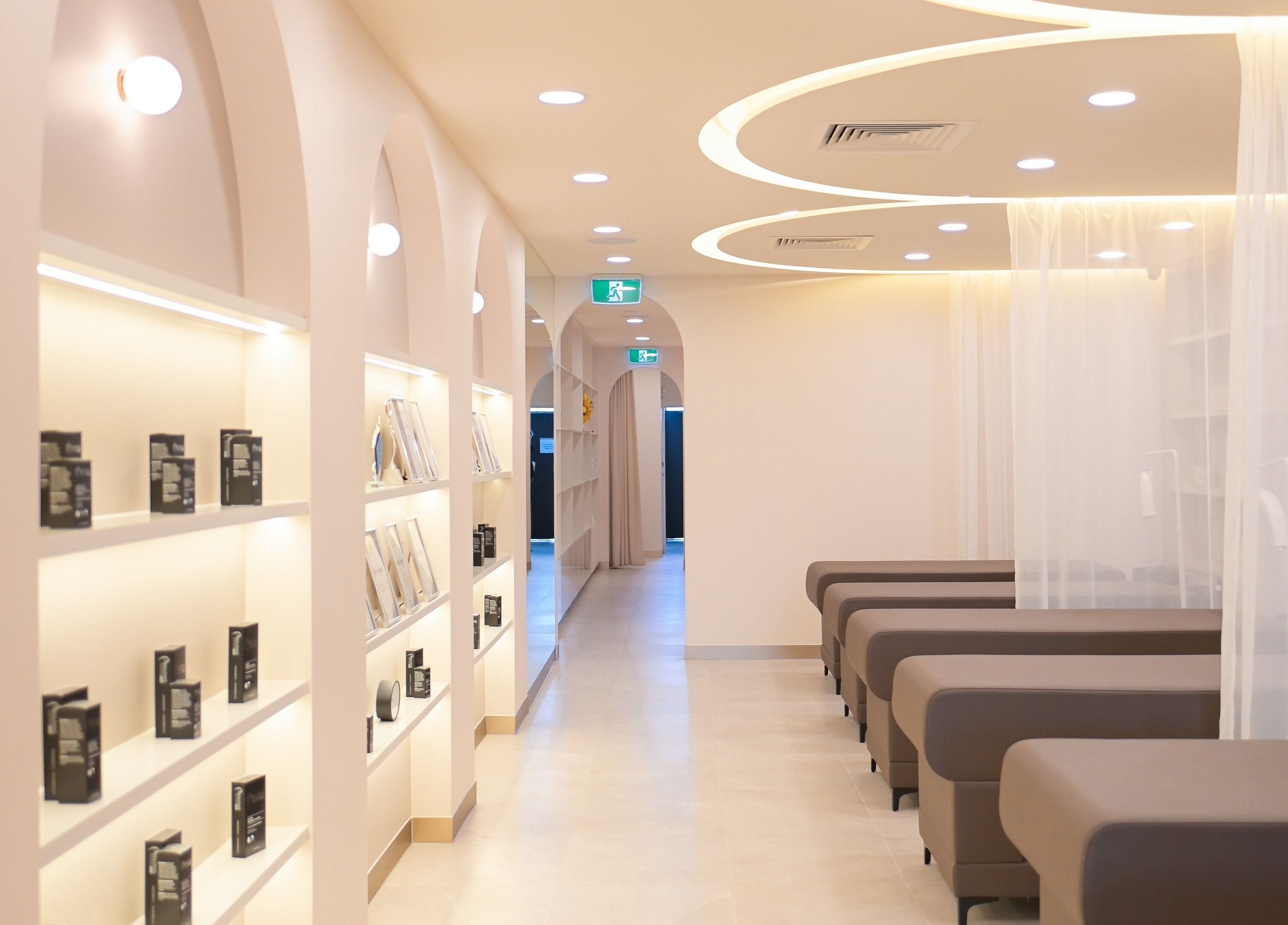 Modern interior of La Premier Beauty in Niddrie, Victoria, AU, featuring stylish design and spacious elegance.