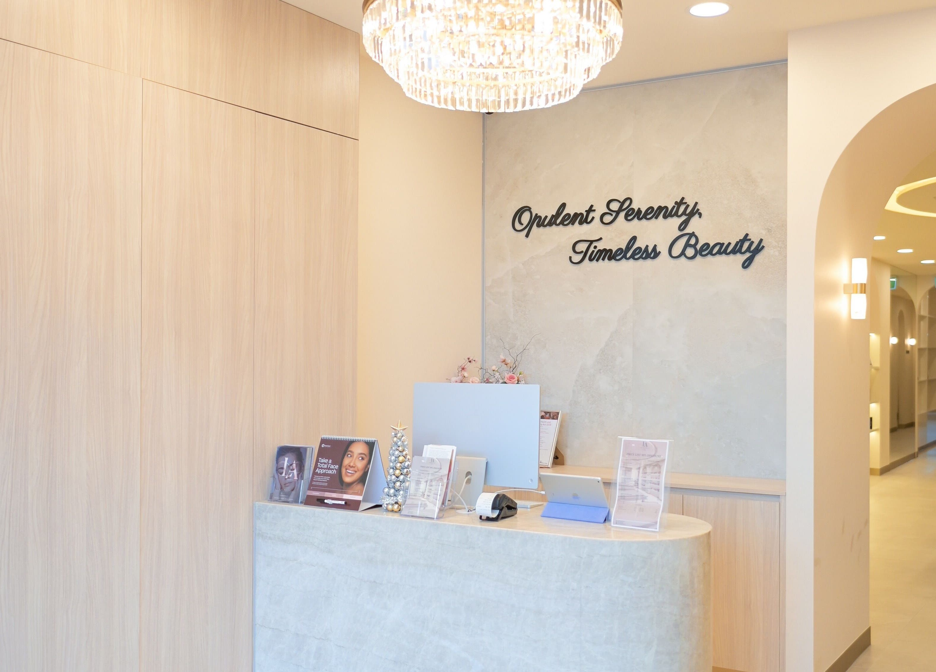 Elegant reception at La Premier Beauty, Niddrie, Victoria, AU, showcasing luxury and relaxation.