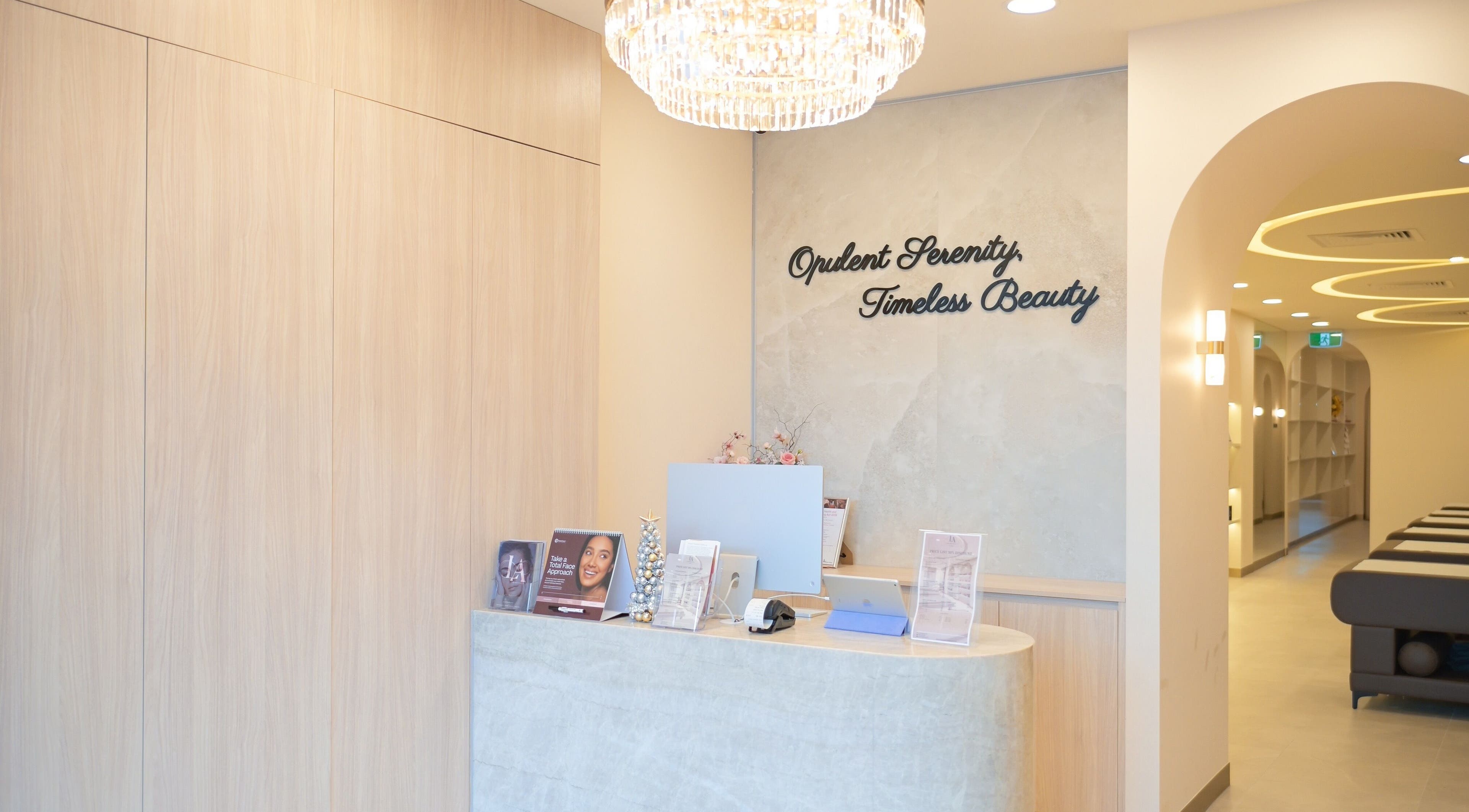 Elegant reception at La Premier Beauty, Niddrie, Victoria, AU, showcasing luxury and relaxation.