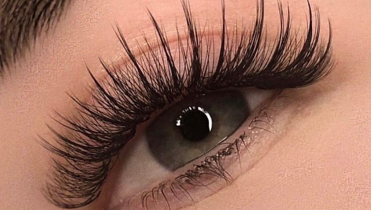 Close-up of enhanced eyelashes at Jackie Lash Co, Melbourne, Victoria, AU showcasing voluminous lash extensions.