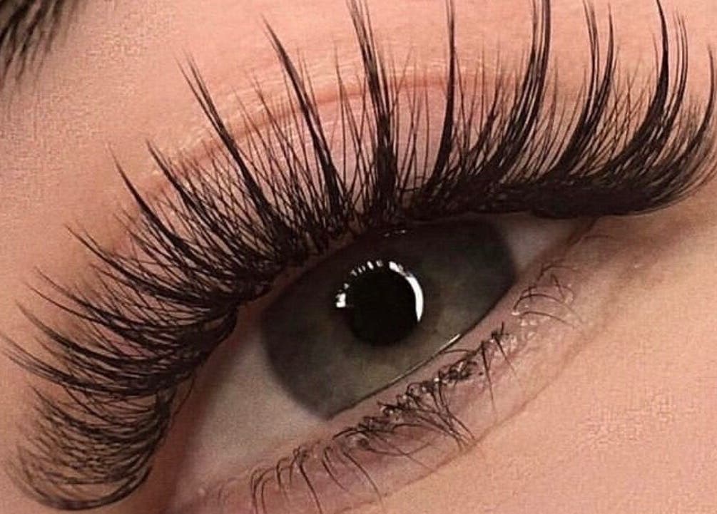 Close-up of enhanced eyelashes at Jackie Lash Co, Melbourne, Victoria, AU showcasing voluminous lash extensions.