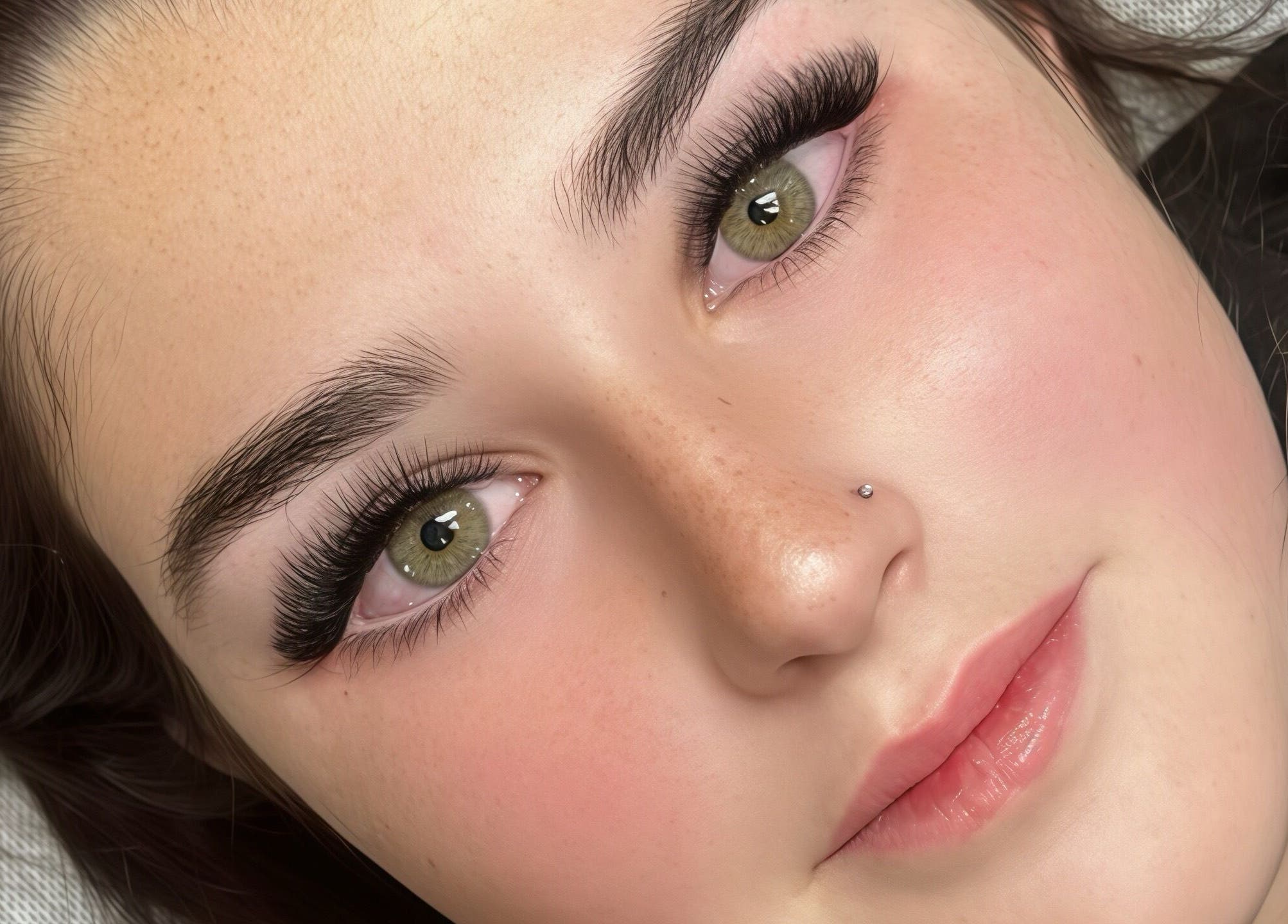 Close-up of lush eyelash extensions at Jackie Lash Co, Melbourne, Victoria, AU.