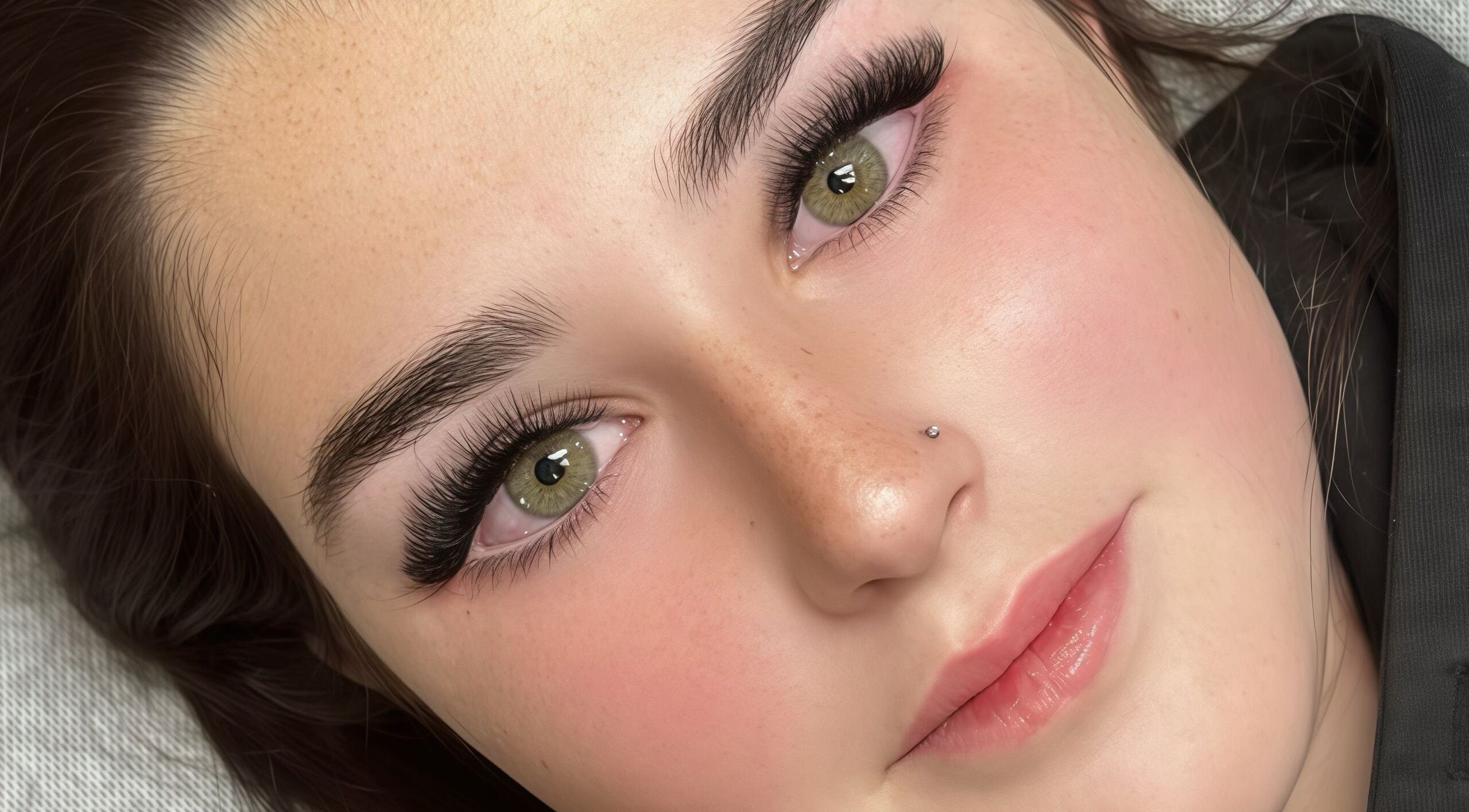 Close-up of lush eyelash extensions at Jackie Lash Co, Melbourne, Victoria, AU.