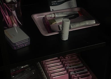 Beauty products arranged neatly on a shelf at BNE Beautyy, Yarrabilba, Queensland, AU.
