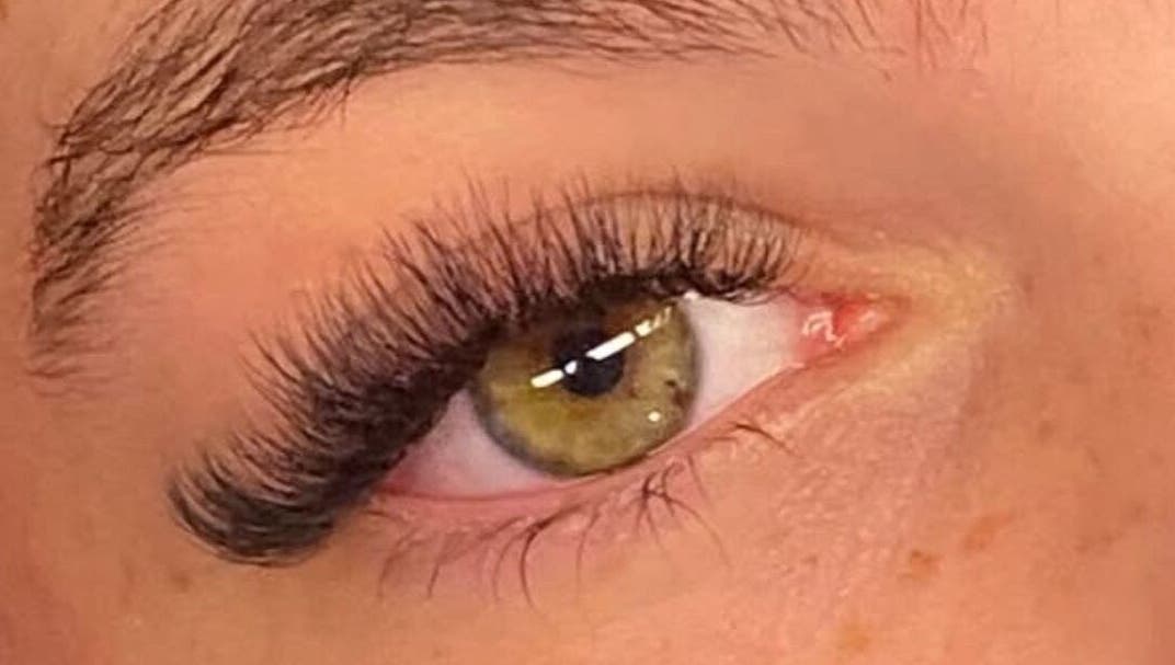 Close-up of expertly applied eyelash extensions at BNE Beautyy in Yarrabilba, Queensland, AU.