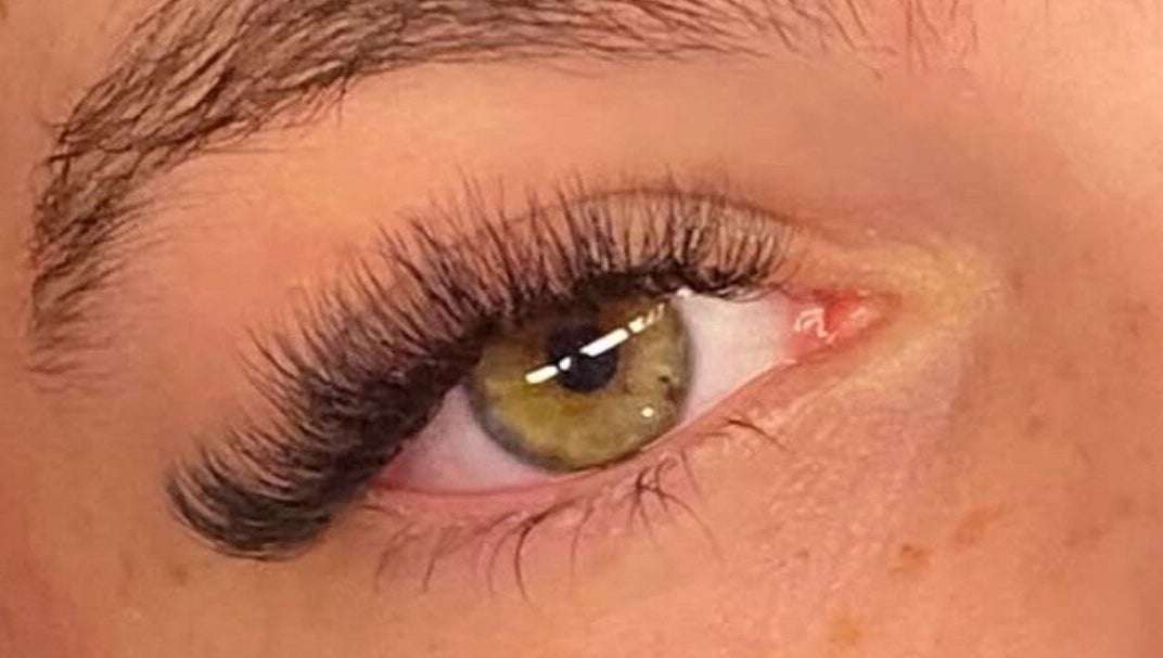 Close-up of expertly applied eyelash extensions at BNE Beautyy in Yarrabilba, Queensland, AU.