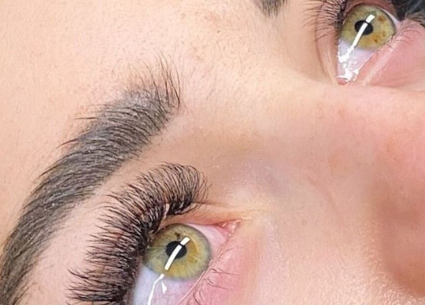 Close-up of eyelash extensions at BNE Beautyy, Yarrabilba, Queensland, AU.