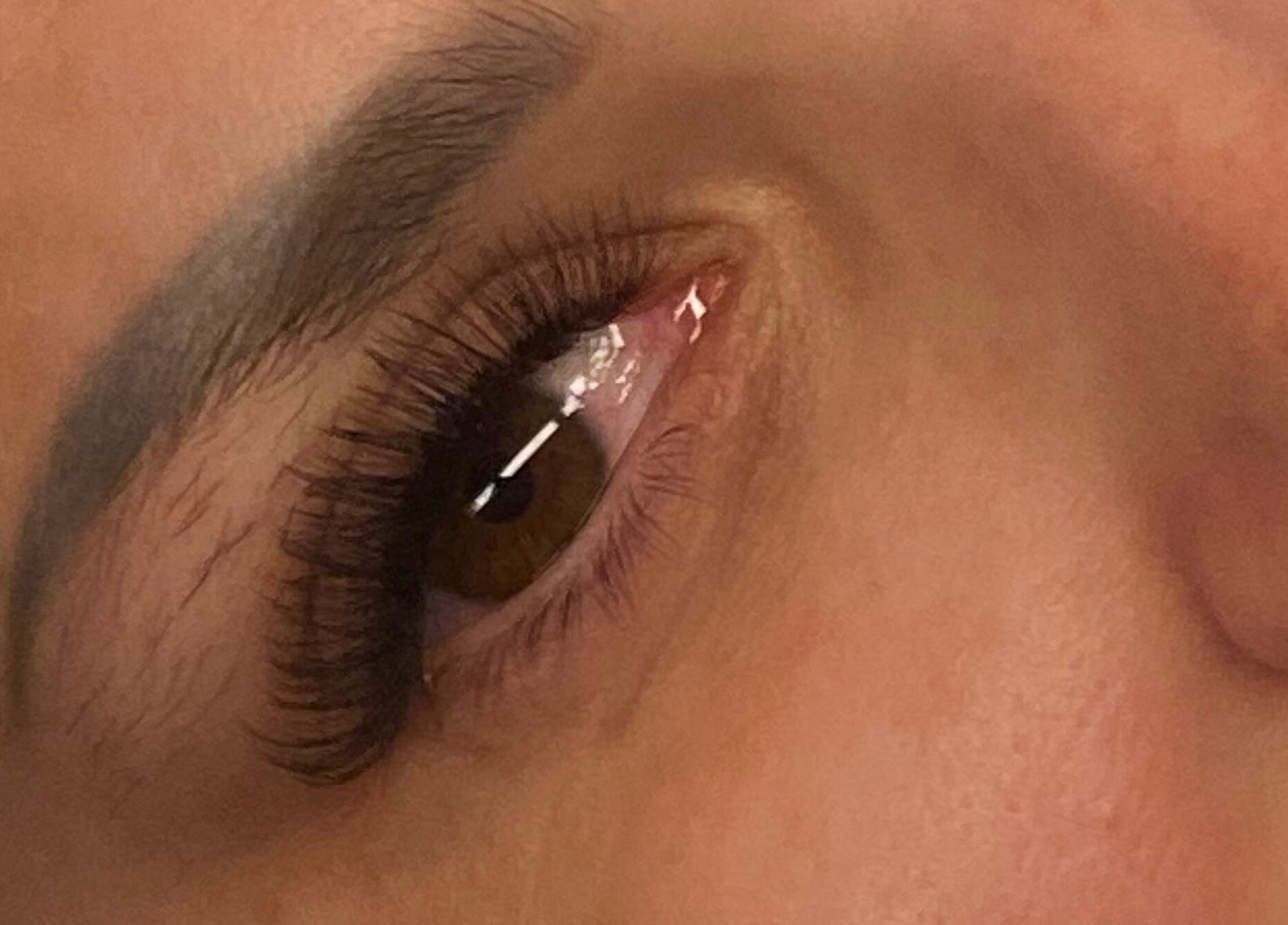 Close-up of beautifully styled eyelash extensions at BNE Beautyy, Yarrabilba, Queensland, AU.