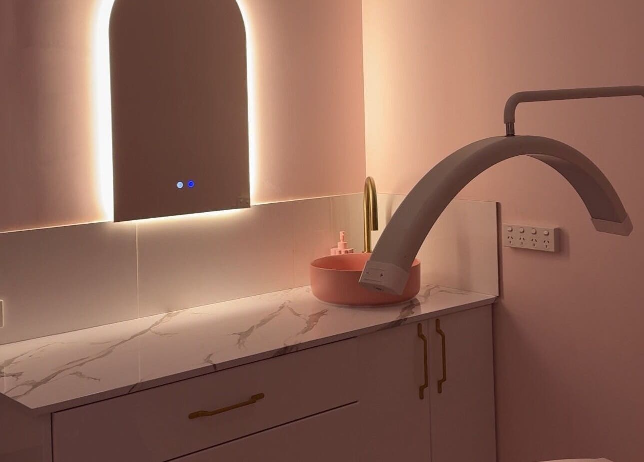 Elegant vanity with soft lighting at Isla Grace Beauty Studio, Butler, Western Australia, AU.