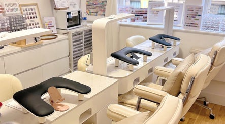 Modern manicure station at Bella Naillash in Manchester, England, GB, showcasing contemporary nail care setup.