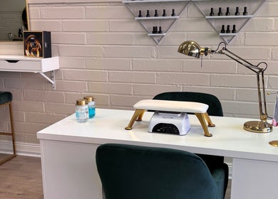Lani by Kelly Carpenter nail station with chic decor and lighting, Mullingar, County Westmeath, IE.