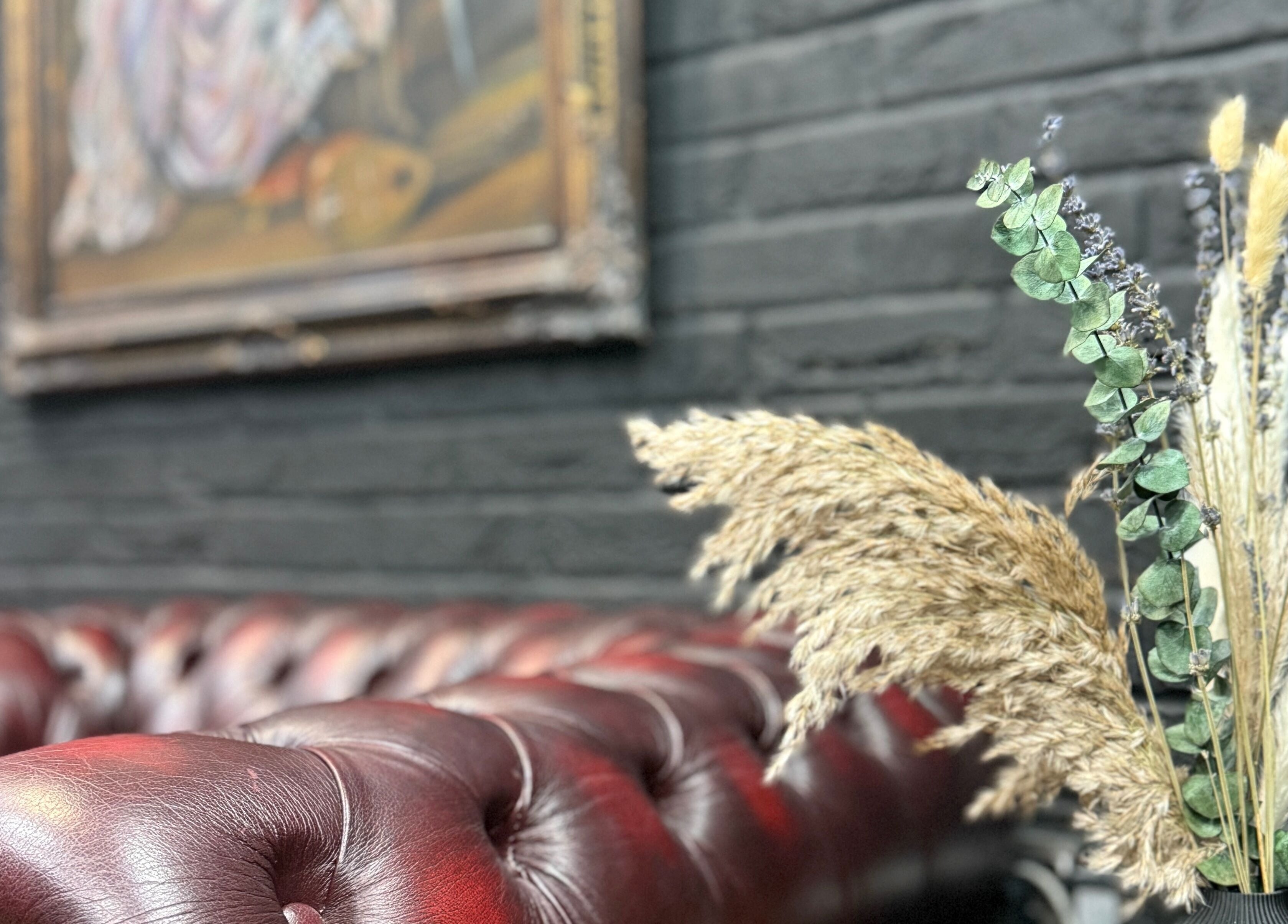 Luxurious leather sofa and elegant decor at Bey London, London, England, GB.