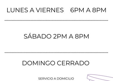 Horario de atención de Fegari Nails en Panamá, Provincia De Panamá, PA: lun-vie 6-8pm, sábados 2-8pm.