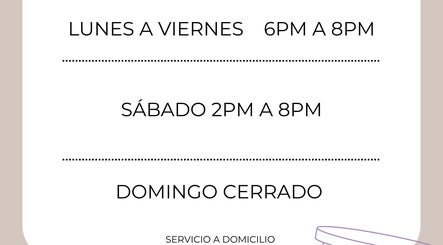 Horario de atención de Fegari Nails en Panamá, Provincia De Panamá, PA: lun-vie 6-8pm, sábados 2-8pm.