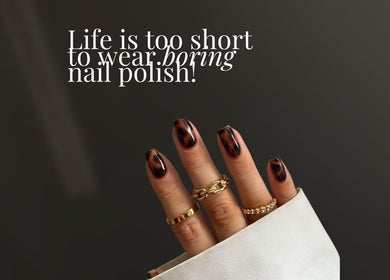 Stylish dark nail design and rings at Nailsbyhaileyd, Saint-jérôme, Québec, CA