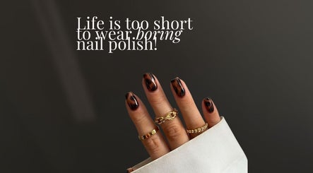 Stylish dark nail design and rings at Nailsbyhaileyd, Saint-jérôme, Québec, CA