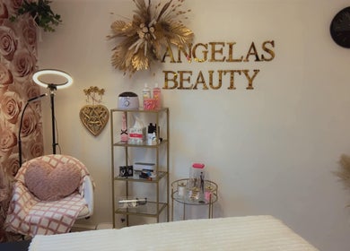 Chic, serene interior of Angela's Beauty in Bradford, England, GB highlighting a stylish corner decor.