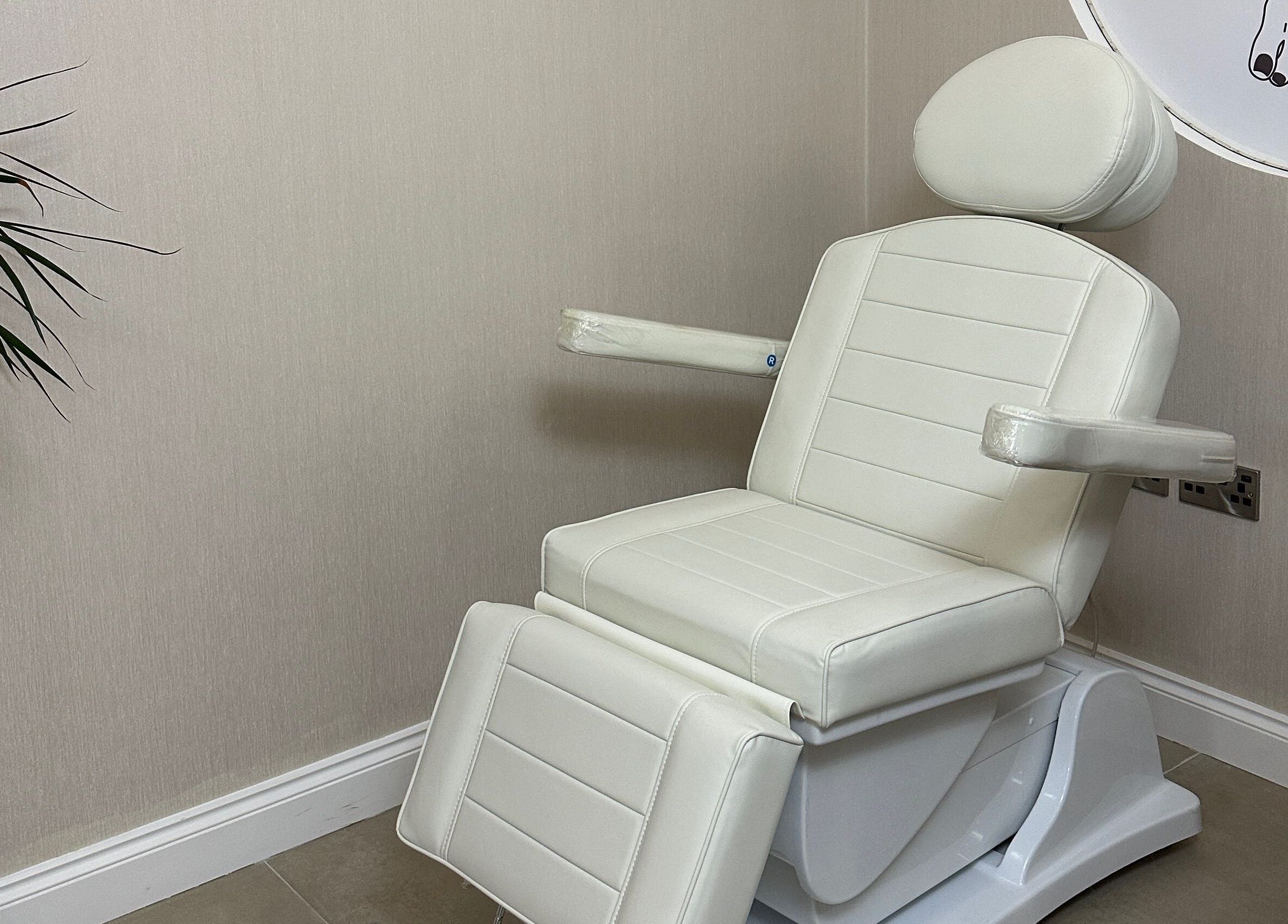 Comfy pedicure chair at D&M Nails Salon, Bletchley, England, GB, set against a serene and welcoming decor.