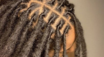 Close-up of locs hairstyle at Retwist Locs, Nassau, New Providence, BS.