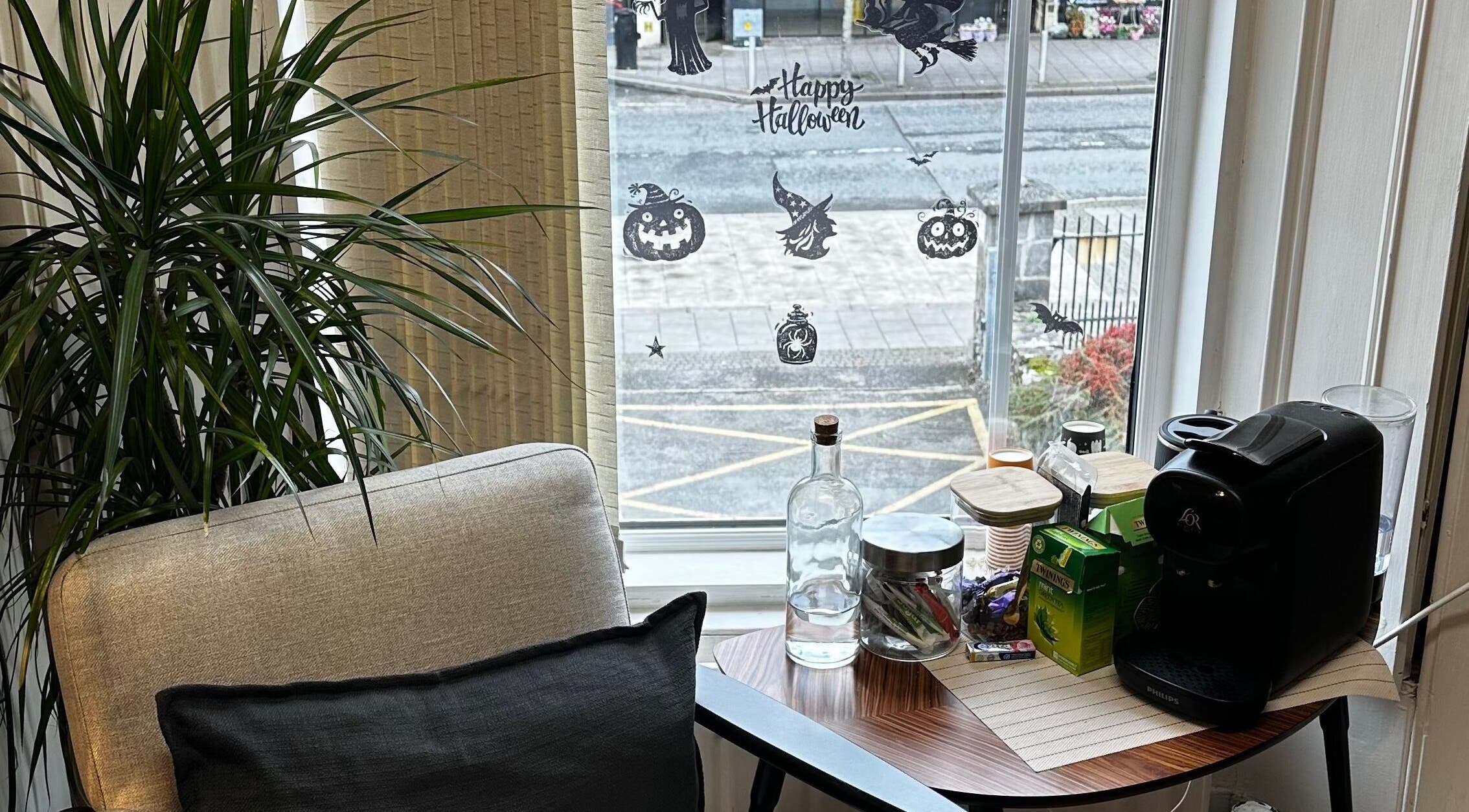 Relaxing nook with Halloween decor at Alina Kotik, Mullingar, County Westmeath, IE.