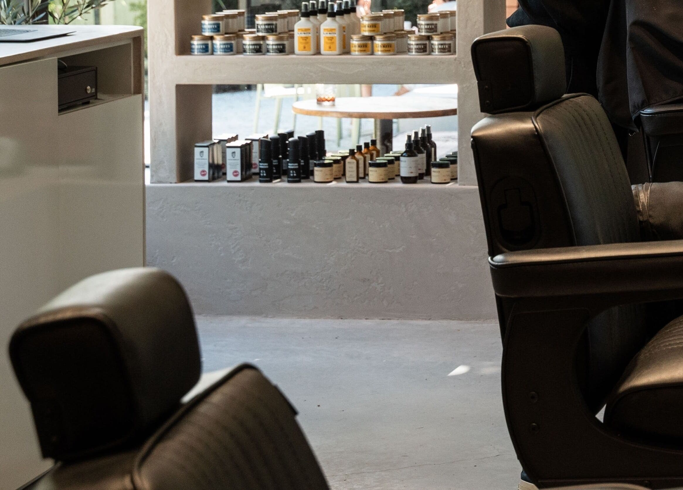 Stylish barber chairs at Lost Boys PGA in Eagle Farm, Queensland, AU.