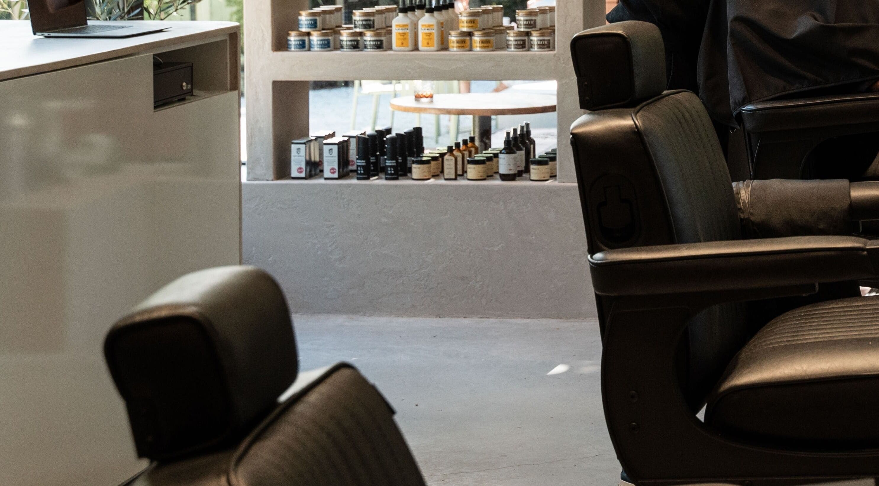 Stylish barber chairs at Lost Boys PGA in Eagle Farm, Queensland, AU.