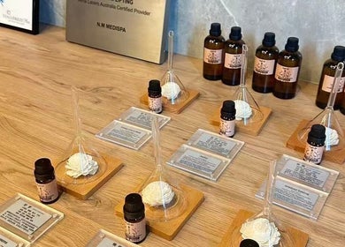 Essential oils and aroma diffusers at NM MEDSPA in Auckland, Auckland, NZ, creating a relaxing ambience.