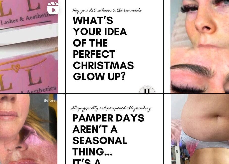 Collage of beauty treatments at Love Lashes & Aesthetics, Dublin, County Dublin, IE showcasing lash and skin services.