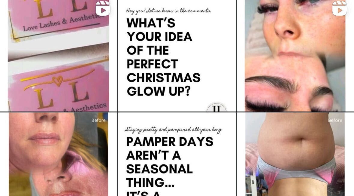 Collage of beauty treatments at Love Lashes & Aesthetics, Dublin, County Dublin, IE showcasing lash and skin services.