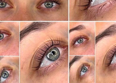 Close-up collage of eyelash extensions at Amber Lashes and Beauty Douglas, Cork, County Cork, IE.