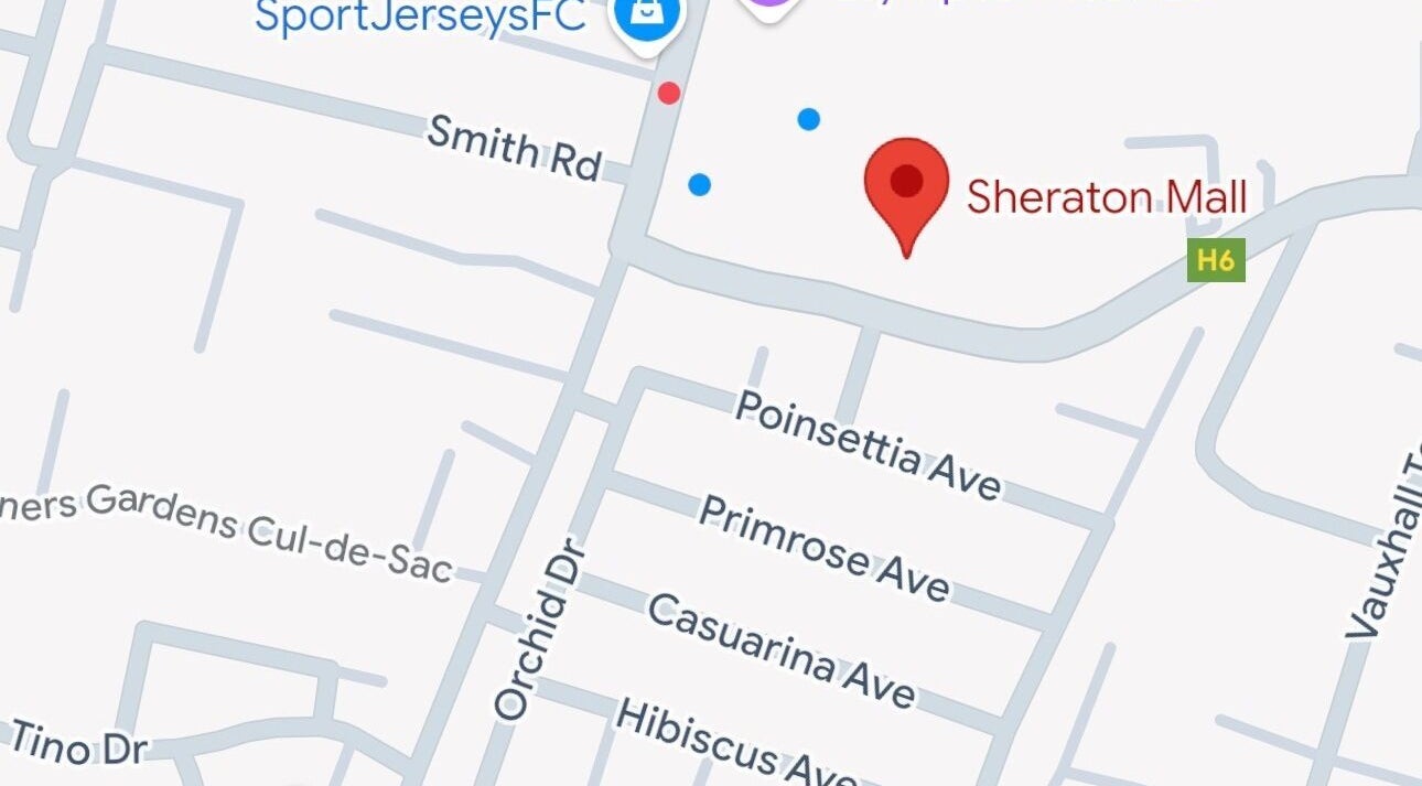 Map showing location of Om Wellness Centre in Oistins, Christ Church, BB near Sheraton Mall.