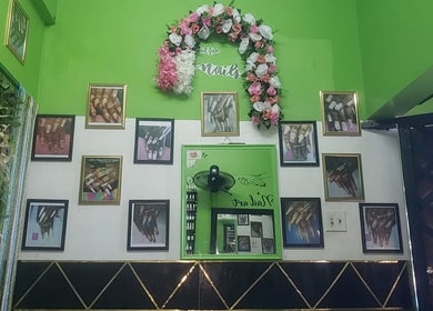 Artistic nail wall decor at Rashelle Hair Nails and More, May Pen, Clarendon, JM.