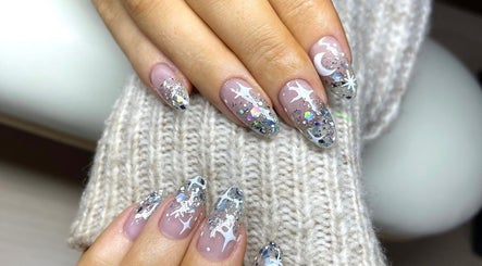 Close-up of celestial-themed nail art at Afa Studio in Dublin, County Dublin, IE.