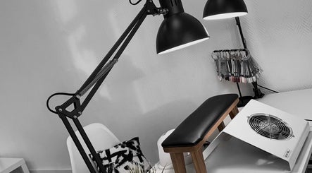 Elegant nail station at AFA STUDIO, Dublin, County Dublin, IE with modern lighting and tools.