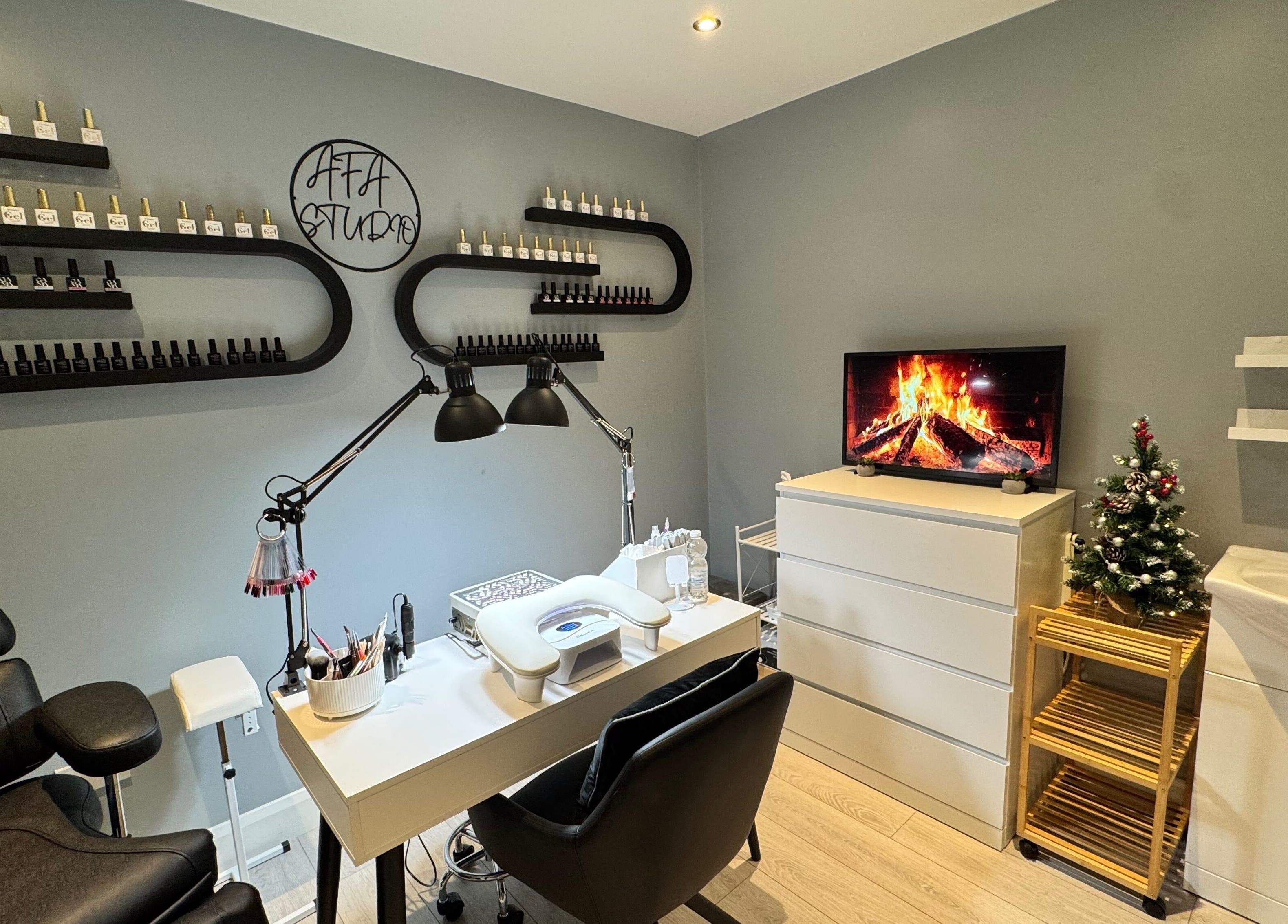Chic nail station at AFA Studio Nails & Beauty, Dublin, County Dublin, IE, featuring modern decor and cozy ambiance.
