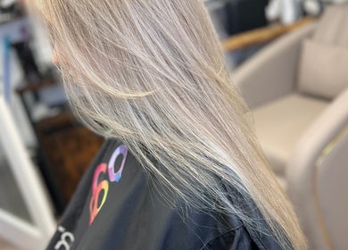 Blonde hair styled at Na.Ko Hair London, showcasing chic hair trends in London, England, GB salon.