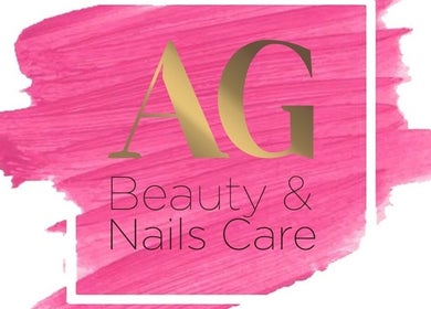 AG logo on pink background, Beauty & Nails Care, Carnaxide, Lisboa, PT.