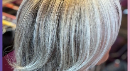 Silver-blonde hairstyle crafted at Reflectionz - Hair By Zoe in Raunds, England, GB.