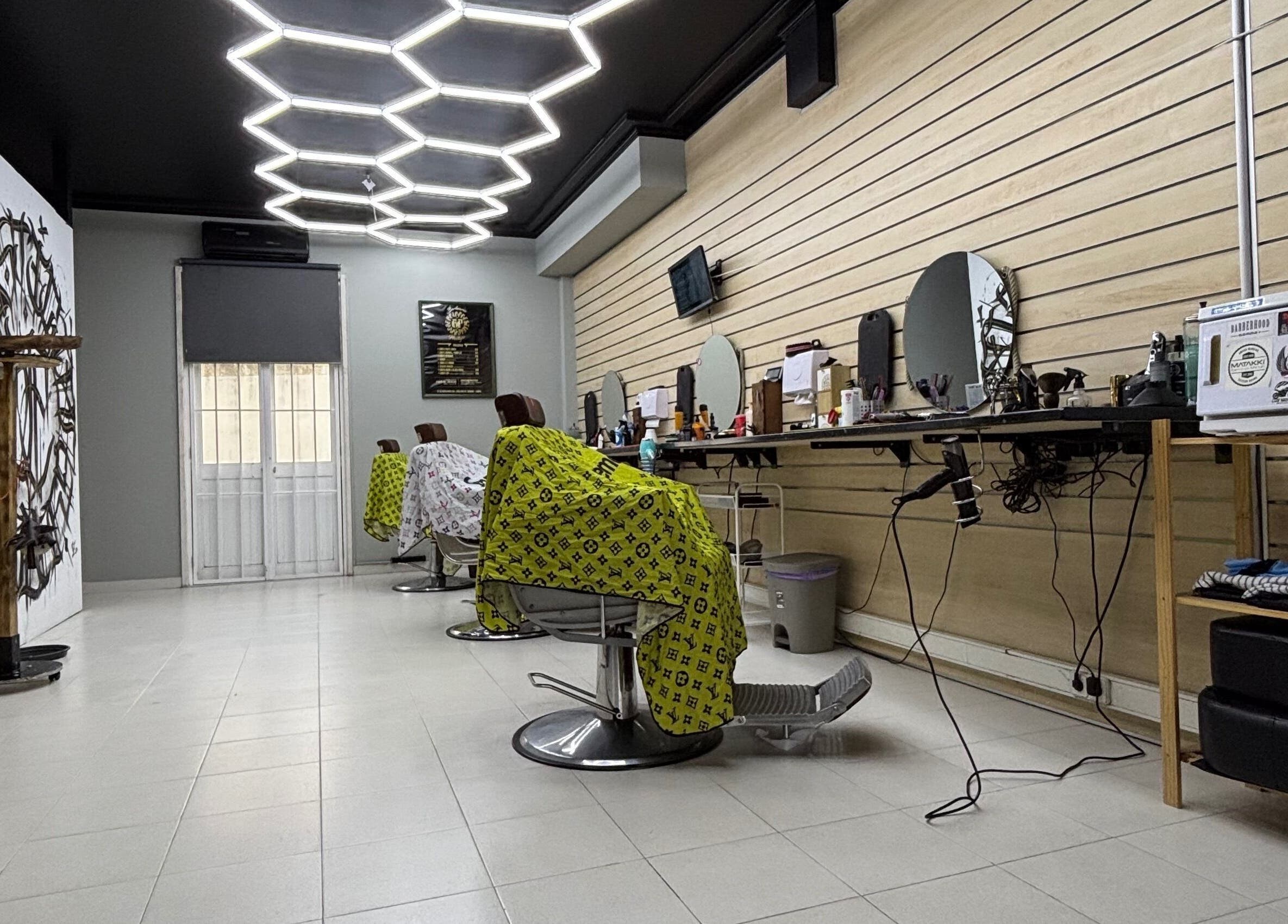 Modern salon interior at Prestígio in Ramada, Lisboa, PT with stylish decor and unique lighting.