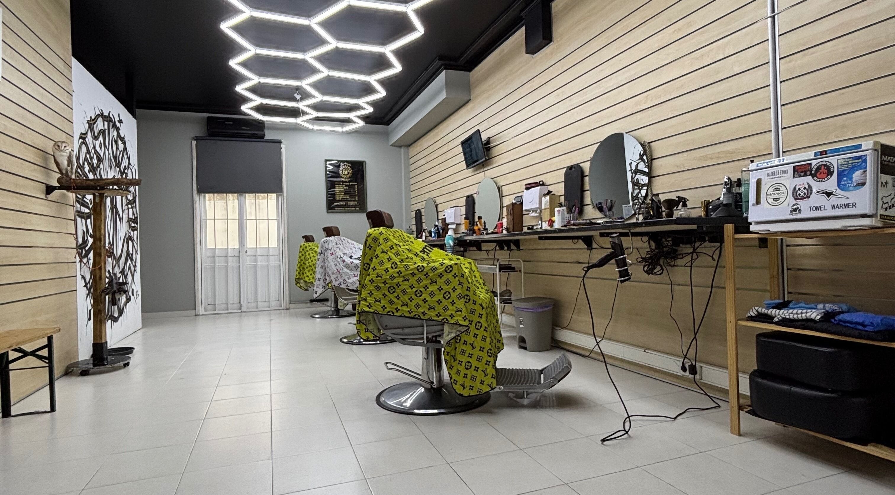 Modern salon interior at Prestígio in Ramada, Lisboa, PT with stylish decor and unique lighting.