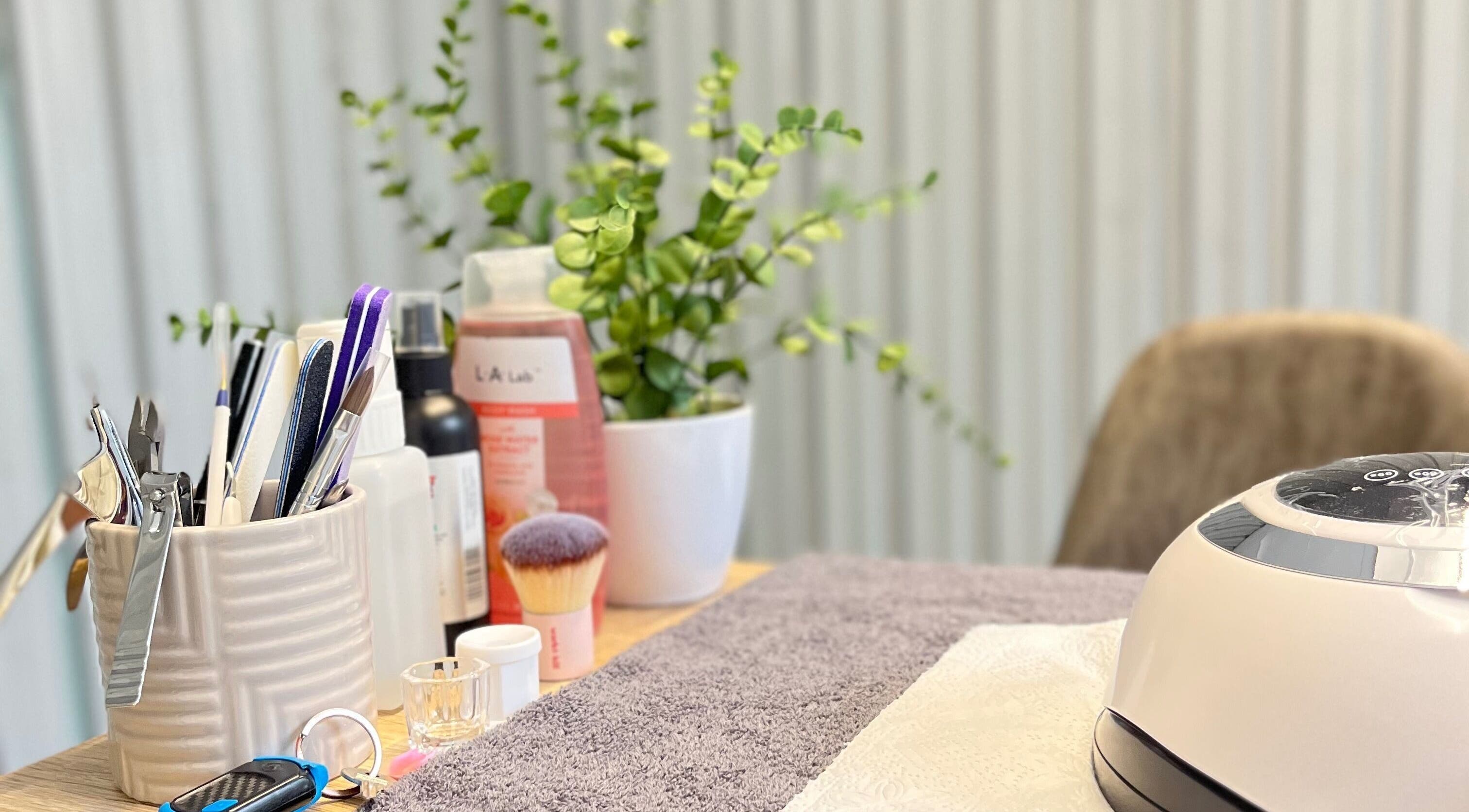 Manicure tools and decor at Essentials Lately in Harare, Harare Province, ZW, offering a relaxing spa atmosphere.