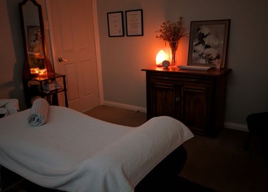 Tranquil massage room at Better Day Massage, Oakey, Queensland, AU, with soft lighting and cozy ambiance.