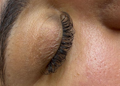 Close-up of eyelash extensions at Sleek and Chic Glam Studio, Hull, England, GB.