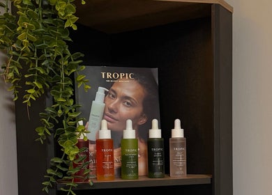 Tropic skincare products elegantly displayed at Lilsluxebeauty, Hewell Lane, England, GB. A touch of nature and luxury.